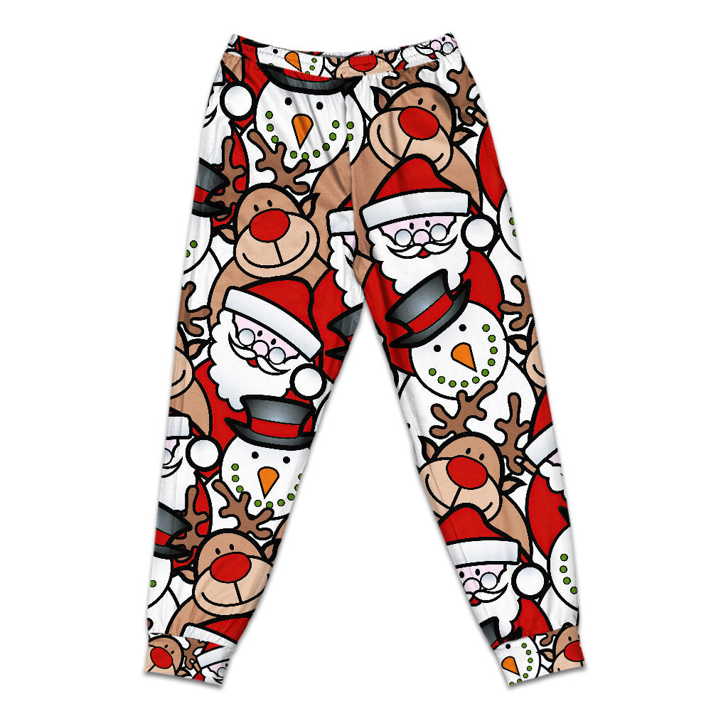 Pants / S Christmas Cutie Santa And Reindeer Funny Style - Pajamas Short Sleeve - Owls Matrix LTD