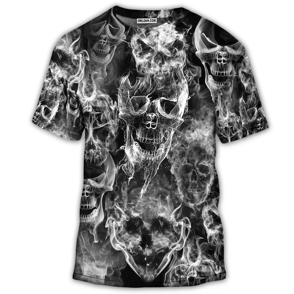 S Skull Smoke Kill This Life - Round Neck T-shirt - Owls Matrix LTD