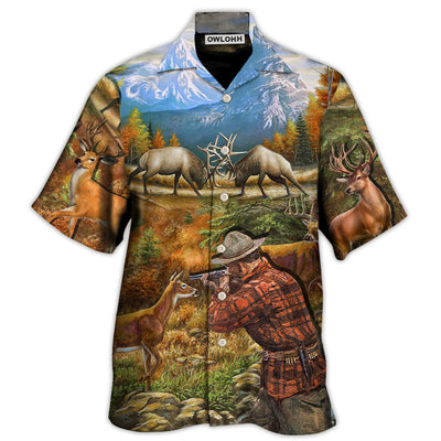 Hawaiian Shirt / Adults / S Hunting Deer Cool Art Style - Hawaiian Shirt - Owls Matrix LTD