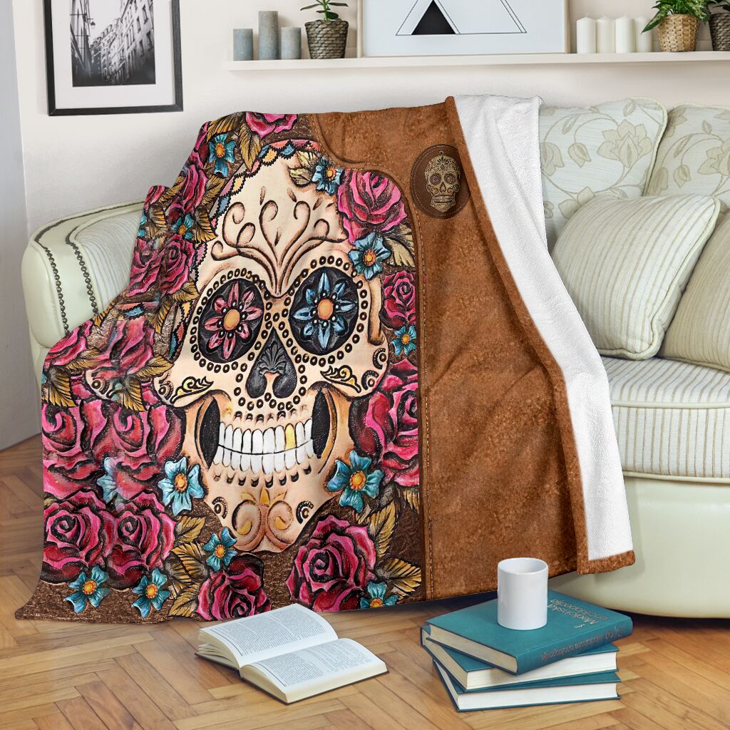 Skull Lovers Beautiful Rose - Flannel Blanket - Owls Matrix LTD