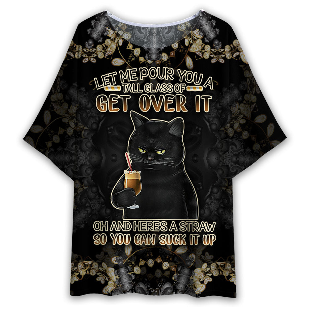 S Black Cat Let Me Pour You A Tall Glass - Women's T-shirt With Bat Sleeve - Owls Matrix LTD