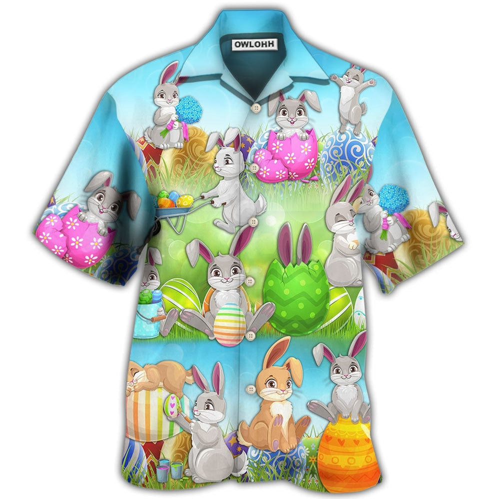 Hawaiian Shirt / Adults / S Easter Bunny Colorful Eggs - Hawaiian Shirt - Owls Matrix LTD
