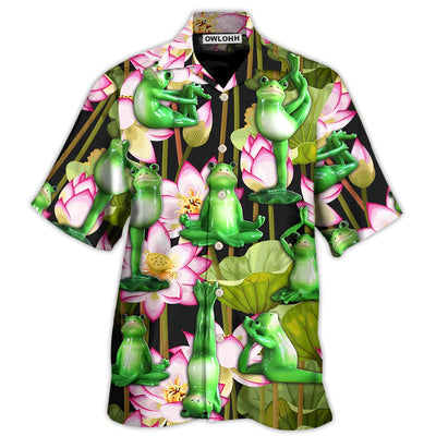 Hawaiian Shirt / Adults / S Yoga Frog And Lotus Tropical - Hawaiian Shirt - Owls Matrix LTD