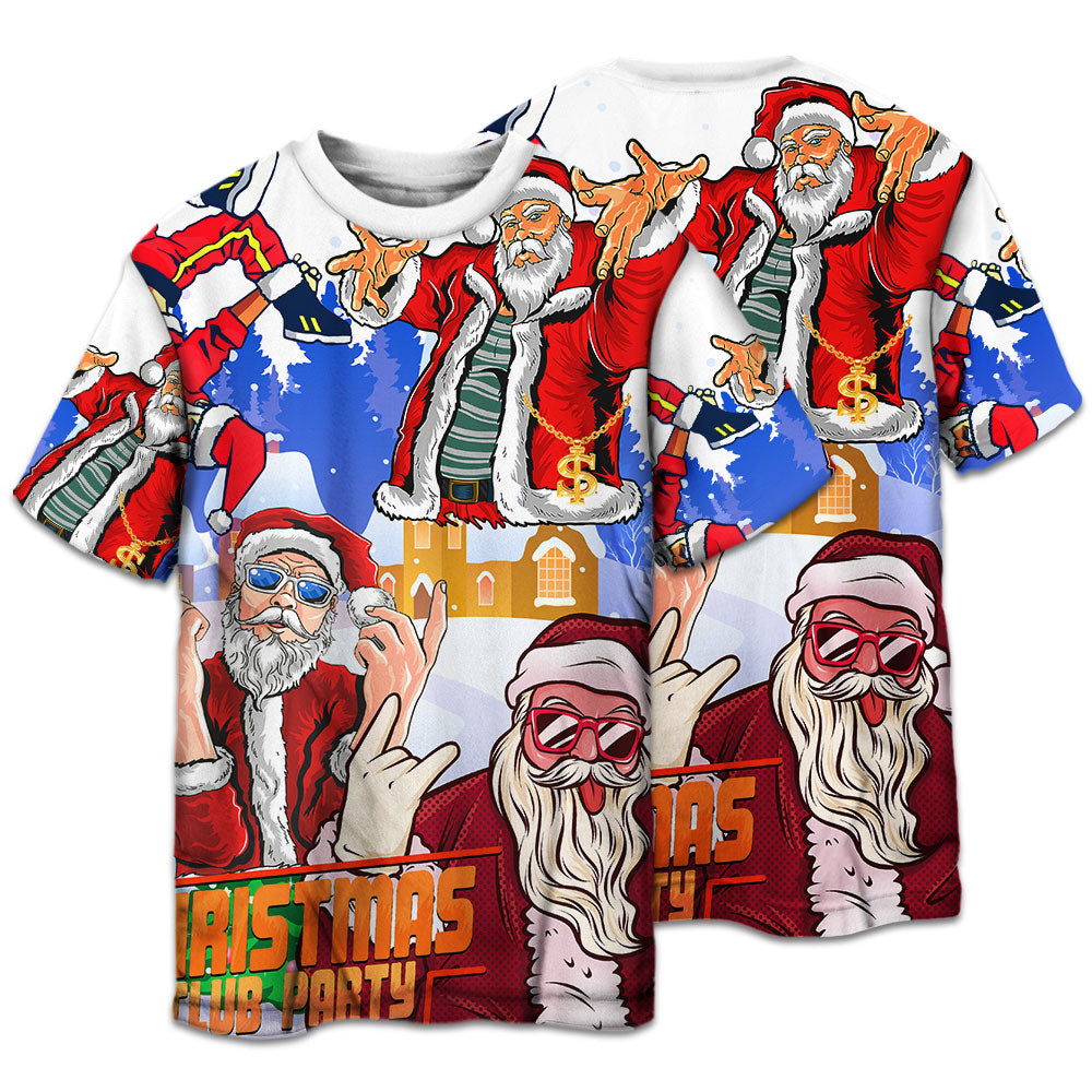 T-shirt / S Christmas Santa Dances Like A Star - Pajamas Short Sleeve - Owls Matrix LTD