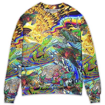 Sweater / S Hippie Turtle Colorful Art Peace - Sweater - Ugly Christmas Sweaters - Owls Matrix LTD