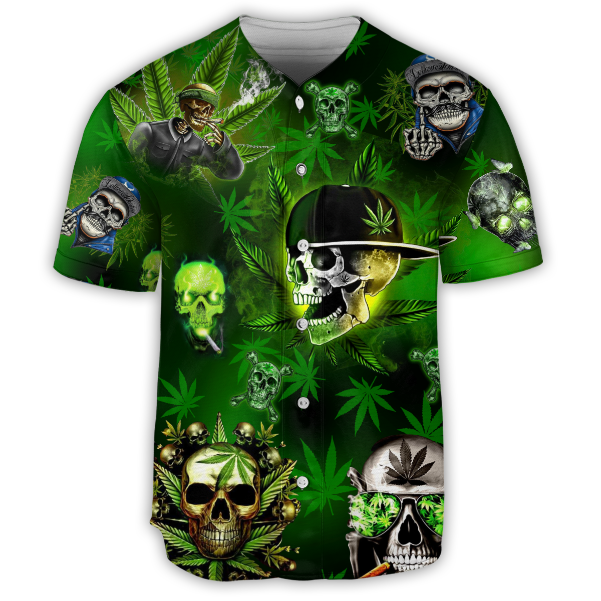 S Skull Let's Get High Green - Baseball Jersey - Owls Matrix LTD