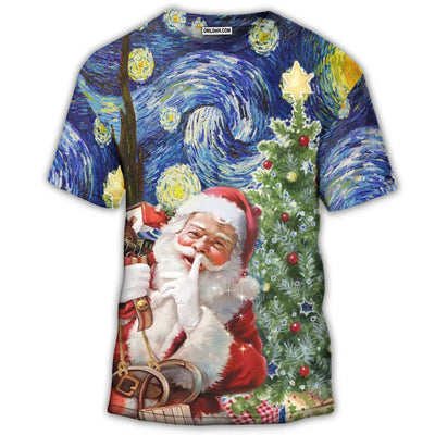 S Christmas Shhhhh! It's Secret Gift For You - Round Neck T-shirt - Owls Matrix LTD