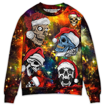 Sweater / S Skull Love Christmas Funny - Sweater - Ugly Christmas Sweaters - Owls Matrix LTD