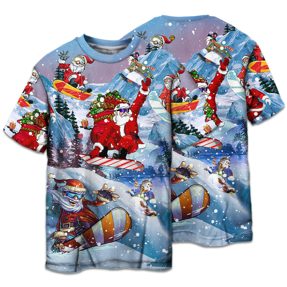 T-shirt / S Christmas Close To Heaven Down To Earth Snowboarding - Pajamas Short Sleeve - Owls Matrix LTD
