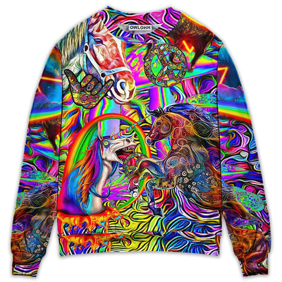 Sweater / S Hippie Horse Run For You - Sweater - Ugly Christmas Sweaters - Owls Matrix LTD