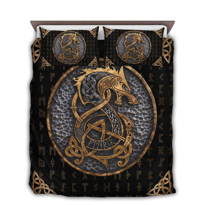 TWIN ( 50 x 60 INCH ) Viking Fenrir Wolf Love Life - Quilt Set - Owls Matrix LTD
