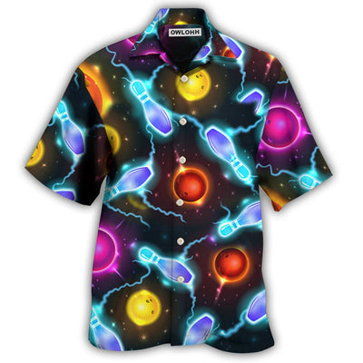 Hawaiian Shirt / Adults / S Bowling Ball And Pins Amazing Galaxy - Hawaiian Shirt - Owls Matrix LTD