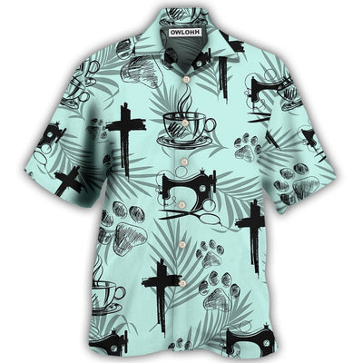 Hawaiian Shirt / Adults / S Coffee Jesus Dog Coffee Sewing Lover - Hawaiian Shirt - Owls Matrix LTD