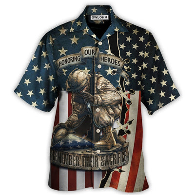 Hawaiian Shirt / Adults / S America Honoring Our Heroes Remember Their Sacrifice - Hawaiian Shirt - Owls Matrix LTD