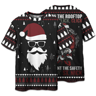 T-shirt / S Christmas Up On The Rooftop Click Click Click Santa Claus - Pajamas Short Sleeve - Owls Matrix LTD