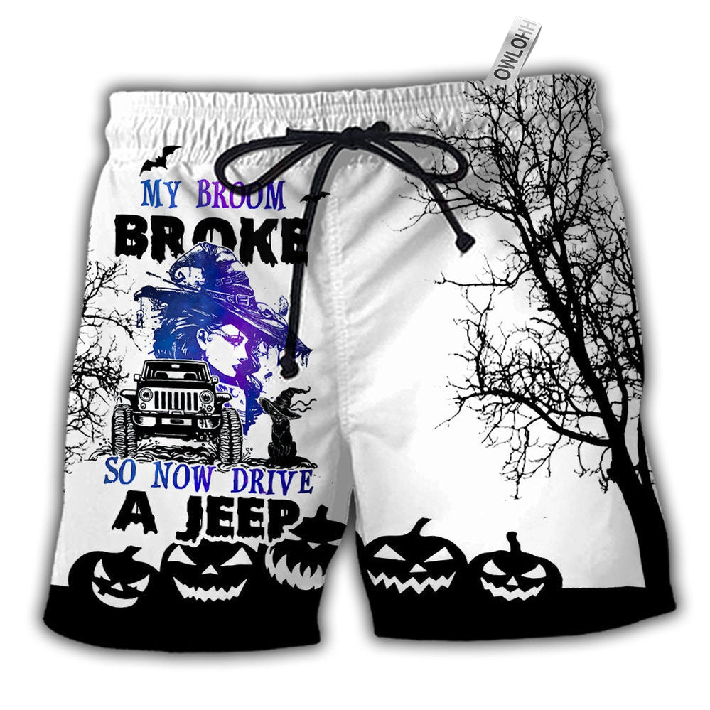 Beach Short / Adults / S Halloween Witch My Broom Broke - Beach Short - Owls Matrix LTD