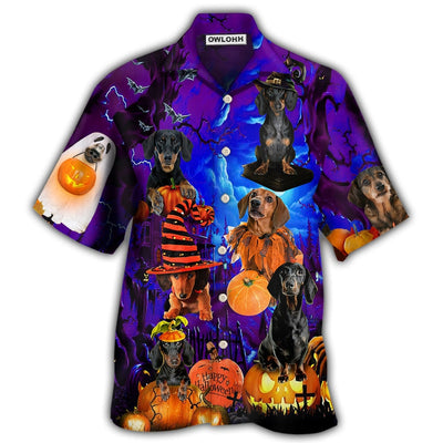 Hawaiian Shirt / Adults / S Halloween - Dachshund Never Mind The Witch - Hawaiian Shirt - Owls Matrix LTD