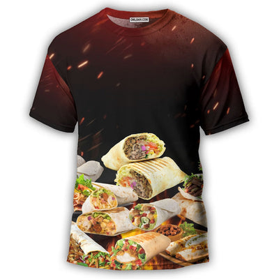 S Food Burritos Fast Food Delicious - Round Neck T-shirt - Owls Matrix LTD