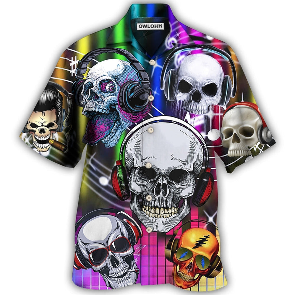 Hawaiian Shirt / Adults / S Skull Aloha Skull Music Lets Get High - Hawaiian Shirt - Owls Matrix LTD