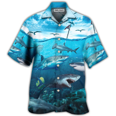Hawaiian Shirt / Adults / S Shark Undersea Darkness Art - Hawaiian Shirt - Owls Matrix LTD