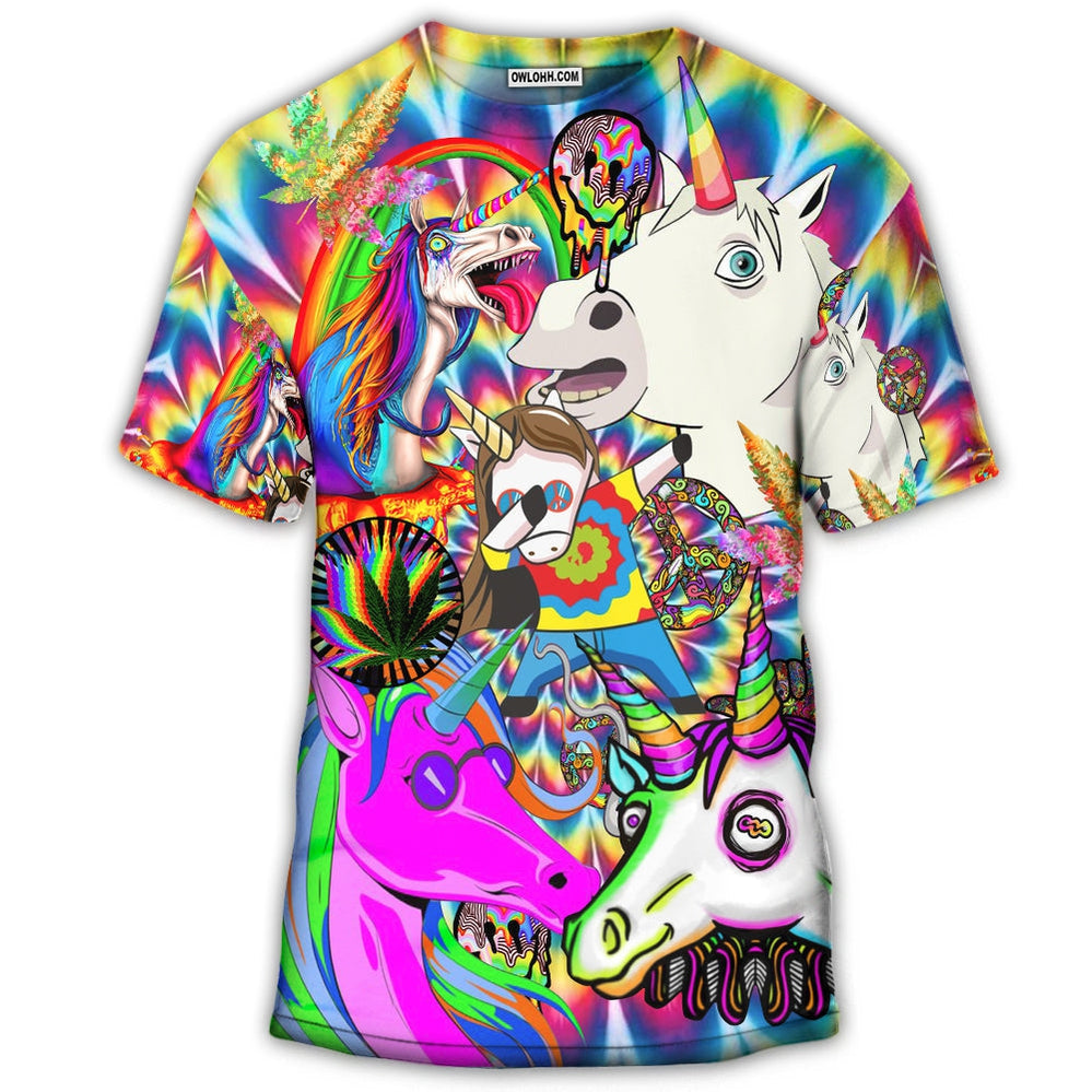 S Hippie Unicorn Dream For Wonderland - Round Neck T-shirt - Owls Matrix LTD