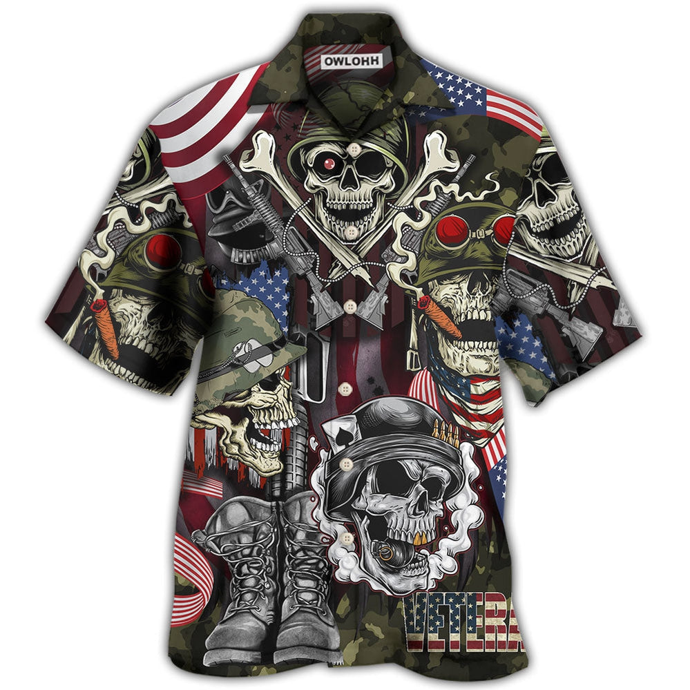 Hawaiian Shirt / Adults / S Veteran Skull War Art - Hawaiian Shirt - Owls Matrix LTD