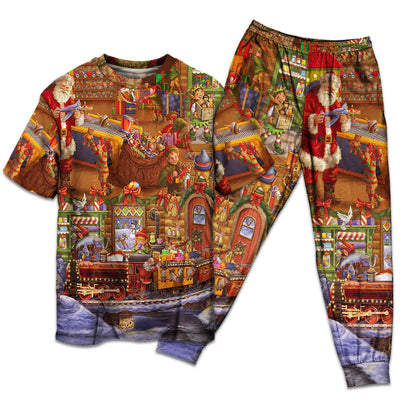 T-shirt + Pants / S Christmas Santa And Happiness - Pajamas Short Sleeve - Owls Matrix LTD