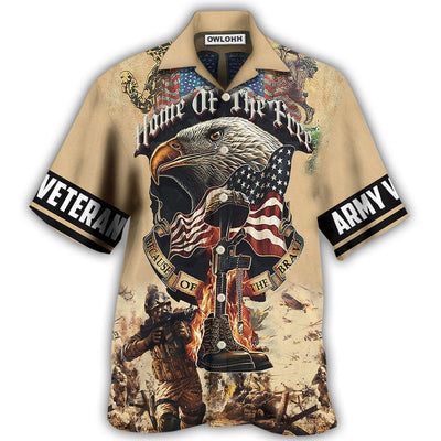 Hawaiian Shirt / Adults / S Veteran Army America Home Of The Free Because Of The Brave - Hawaiian Shirt - Owls Matrix LTD
