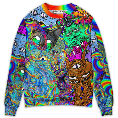 Sweater / S Hippie Cat Break My Mind - Sweater - Ugly Christmas Sweaters - Owls Matrix LTD
