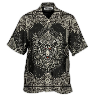 Hawaiian Shirt / Adults / S Wolf Art Line Darkness - Hawaiian Shirt - Owls Matrix LTD