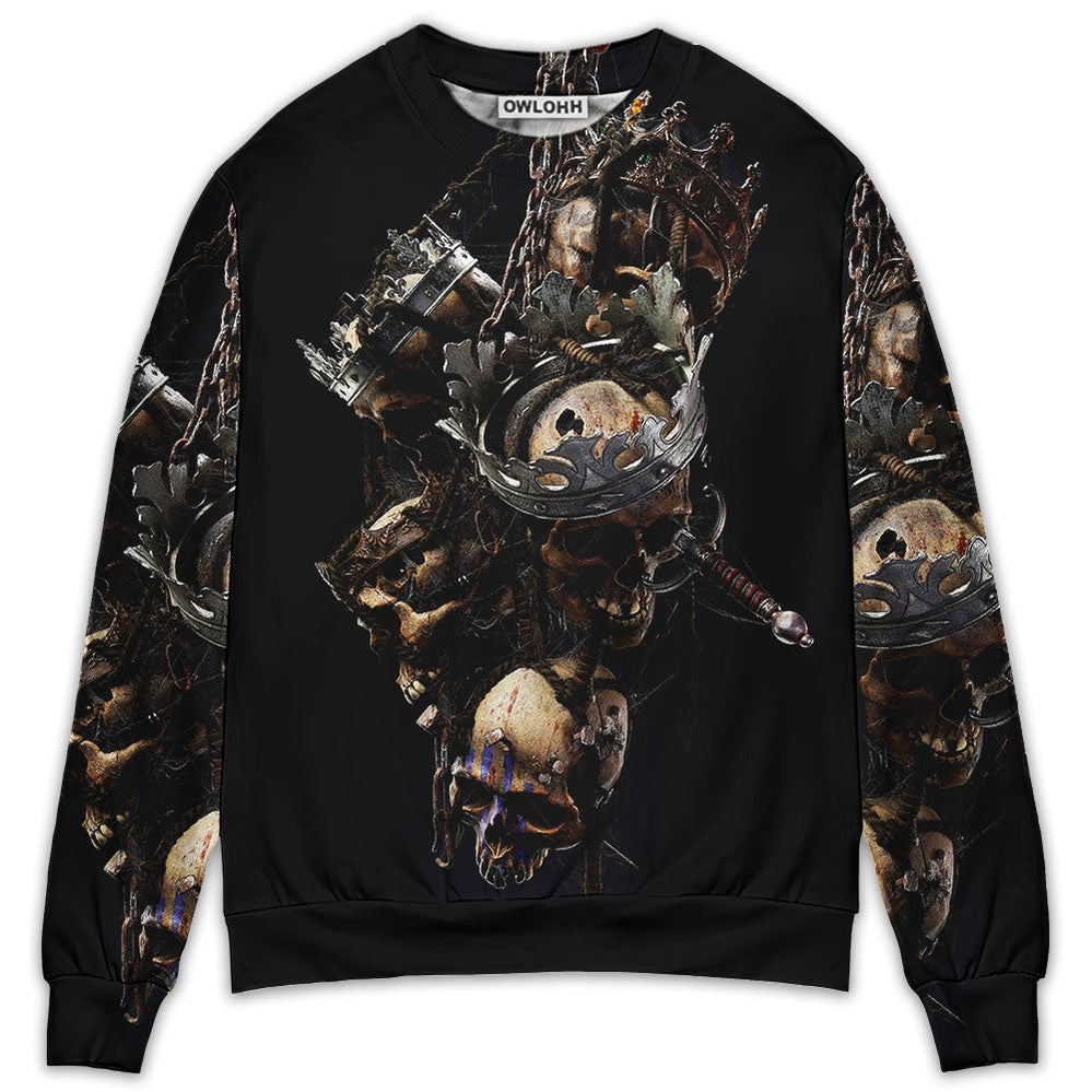 Sweater / S Skull Only In Their Death Can A King Live Forever - Sweater - Ugly Christmas Sweaters - Owls Matrix LTD