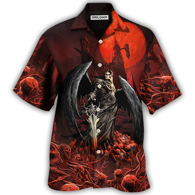 Hawaiian Shirt / Adults / S Halloween Skull Dark Blood Night Scary Style - Hawaiian Shirt - Owls Matrix LTD