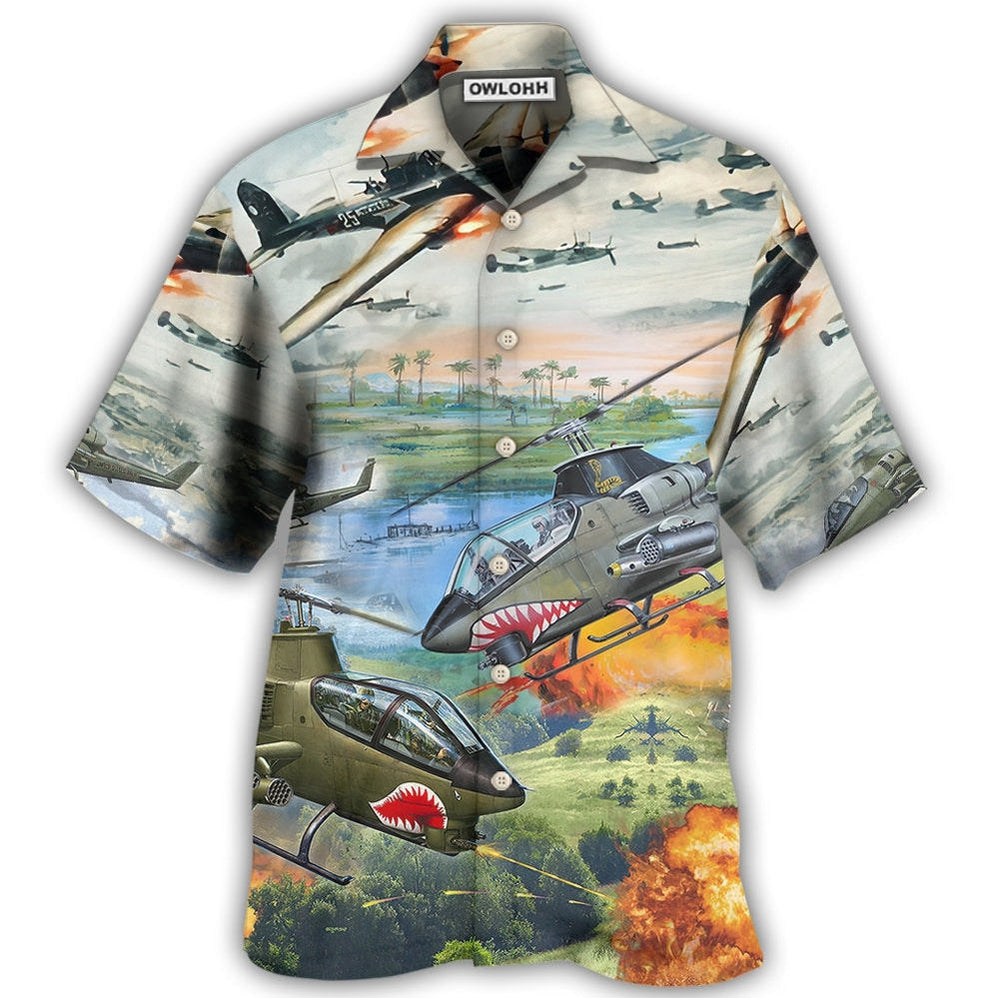 Hawaiian Shirt / Adults / S Combat Aircraft Military Planes - Hawaiian Shirt - Owls Matrix LTD