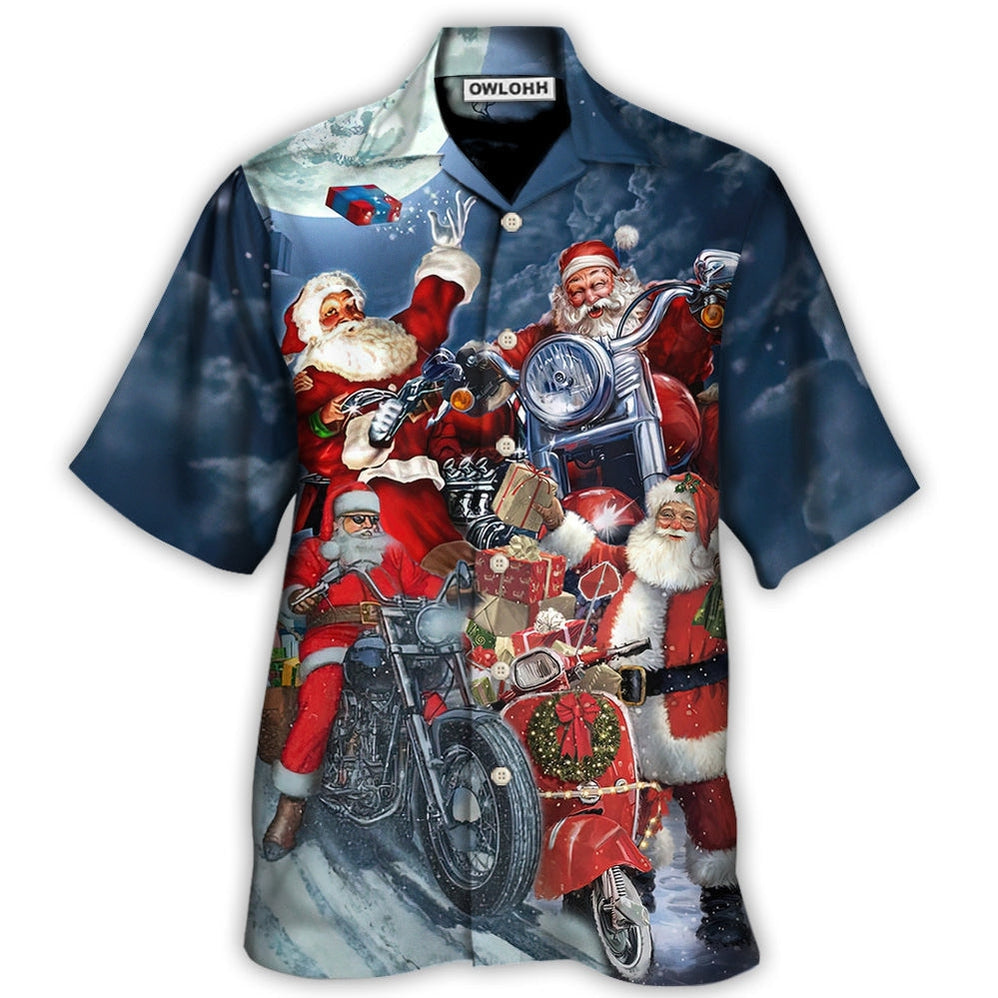 Hawaiian Shirt / Adults / S Christmas Santa I Don't Need Reindeer I Have Motorbike - Hawaiian Shirt - Owls Matrix LTD