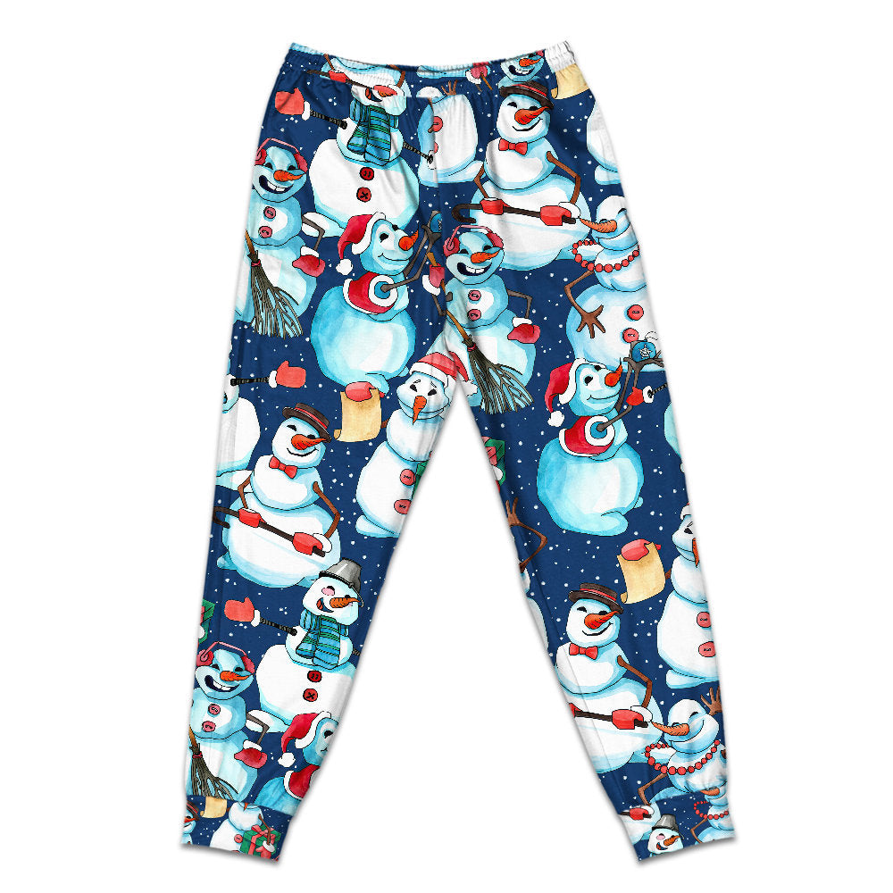 Pants / S Christmas Happy Snowman Xmas - Pajamas Short Sleeve - Owls Matrix LTD