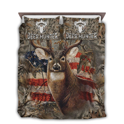 TWIN ( 50 x 60 INCH ) Hunting Deer Hunter In Life - Quilt Set - Owls Matrix LTD