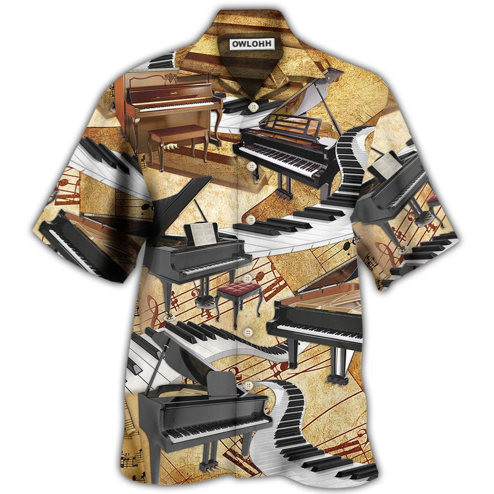 Hawaiian Shirt / Adults / S Piano Retro Art Music Lover - Hawaiian Shirt - Owls Matrix LTD