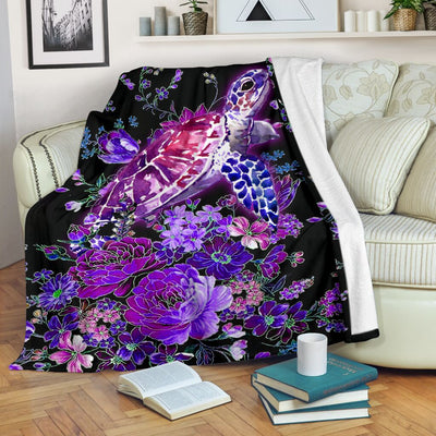 Turtle Purple Turtle Turtle Style - Flannel Blanket - Owls Matrix LTD