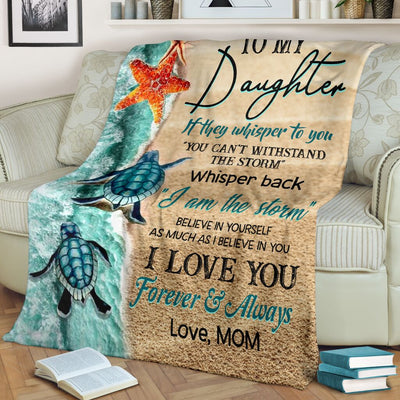 Turtle To My Daughter Turtle - Flannel Blanket - Owls Matrix LTD