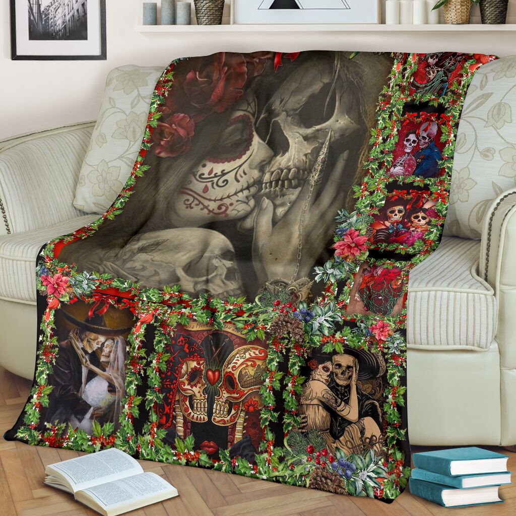 Skull You And Me Christmas - Flannel Blanket - Owls Matrix LTD