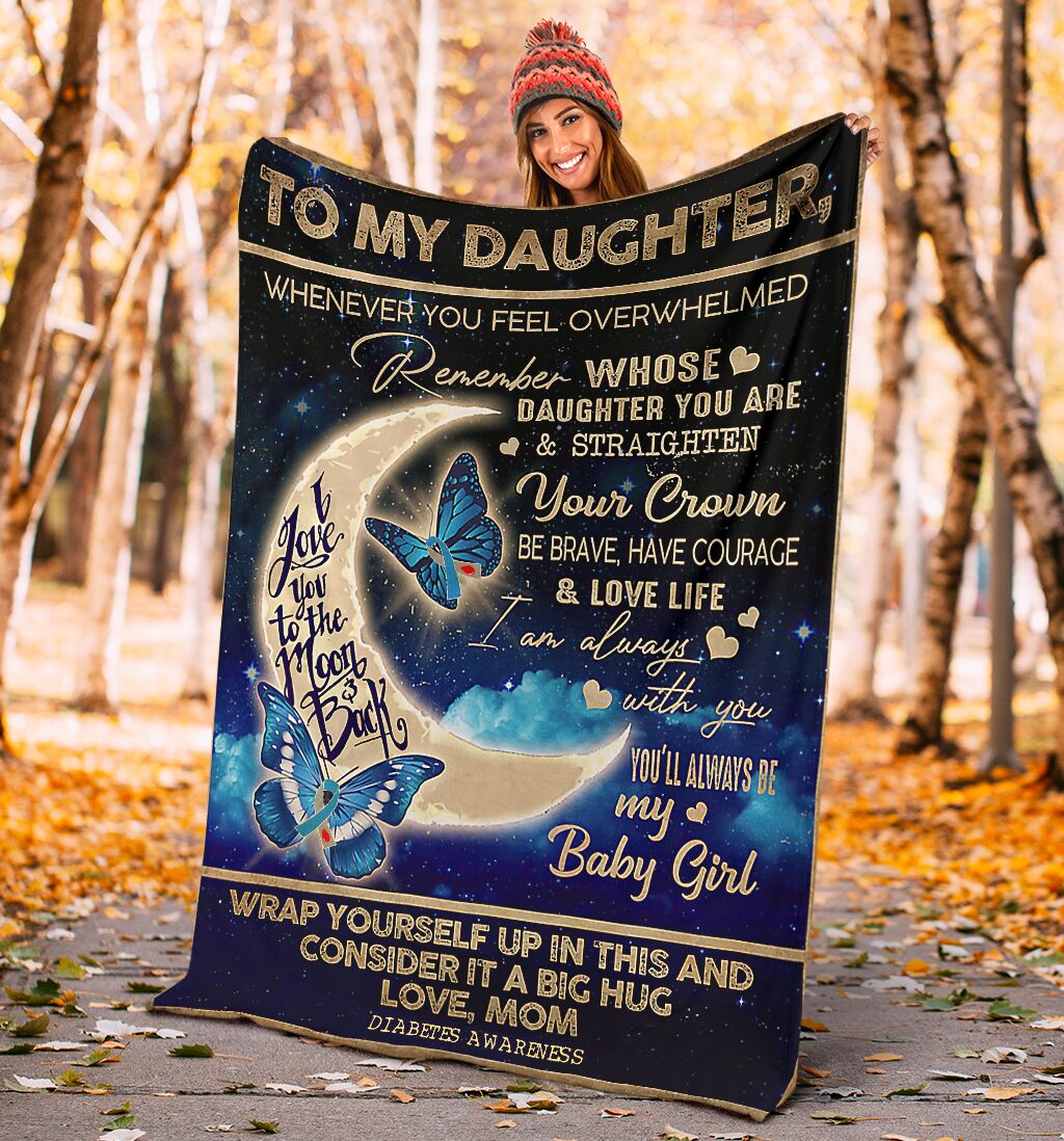 Diabetes Awareness To My Daughter Butterfly - Flannel Blanket - Owls Matrix LTD
