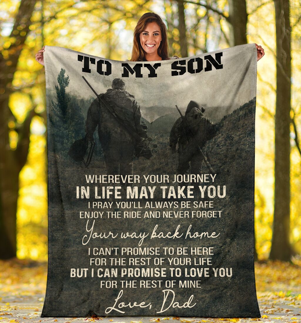 Hunting To My Son Hunting I Can Promise To Love You - Flannel Blanket - Owls Matrix LTD
