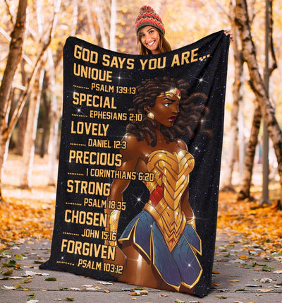 Black Girl God Says You Are African American - Flannel Blanket - Owls Matrix LTD