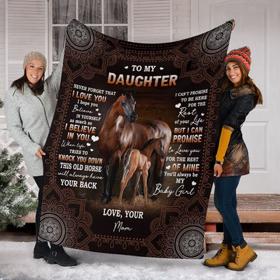 Horse To My Daughter Love Your Mom - Flannel Blanket - Owls Matrix LTD