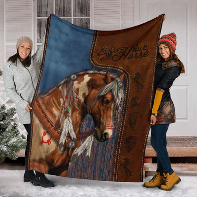 Horse Lovers Horse Pattern - Flannel Blanket - Owls Matrix LTD
