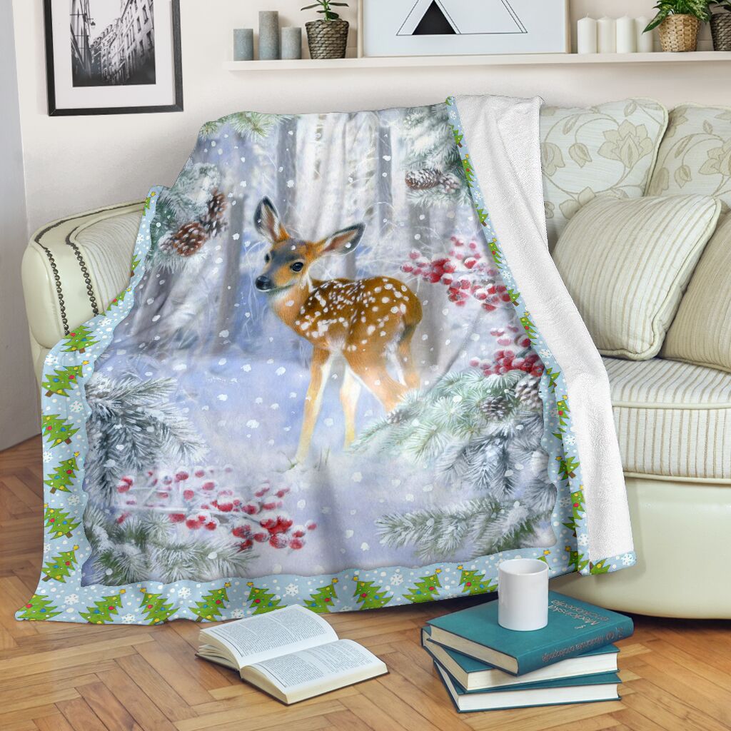 Hunting Deer Christmas Hunting - Flannel Blanket - Owls Matrix LTD