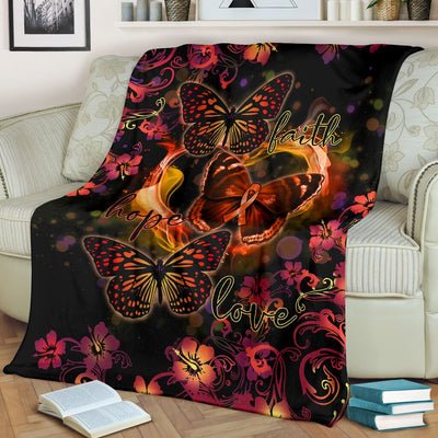 Multiple Sclerosis Awareness Faith Hope Love Style - Flannel Blanket - Owls Matrix LTD
