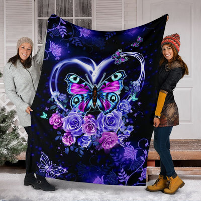 Butterfly Love Romantic Butterfly - Flannel Blanket - Owls Matrix LTD