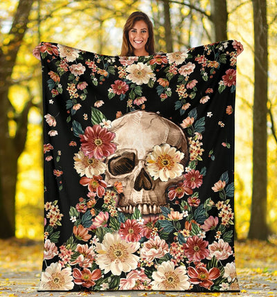 Skull Floral So Cool So Mysterious - Flannel Blanket - Owls Matrix LTD