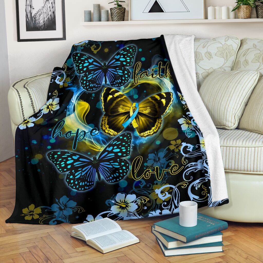 Down Syndrome Faith Hope Love Awareness Style - Flannel Blanket - Owls Matrix LTD